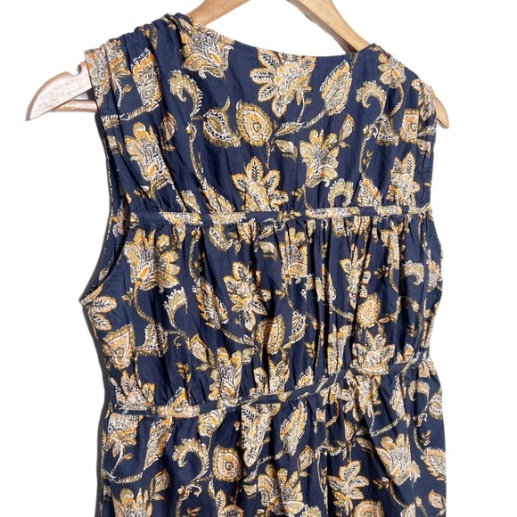 New with Tag MNG Mango Womens Navy Floral Orange Tie Front Sleeveless Mini Dress - Picture 10 of 16